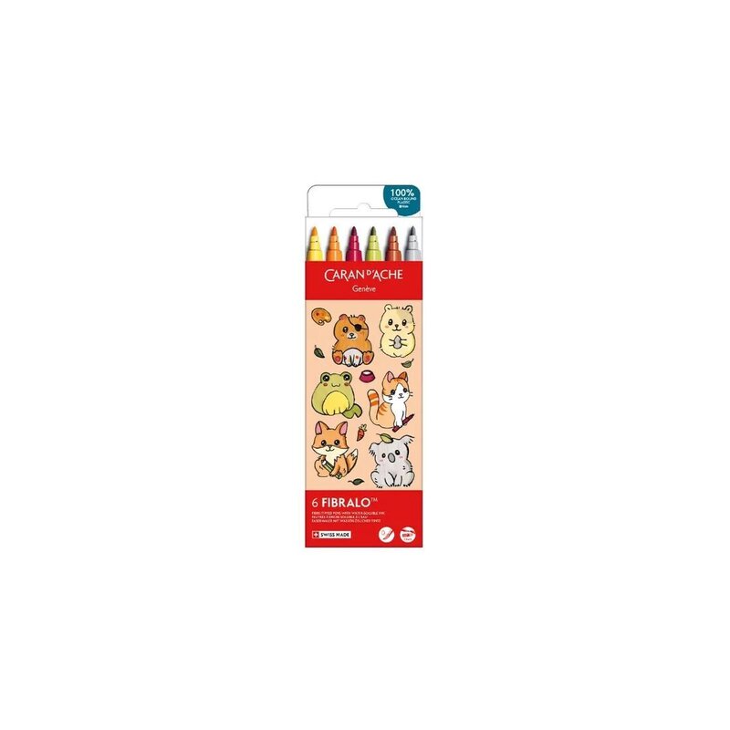 Set Kawaii 6 Bolígrafos con punta de fibra ™ Lindos animales