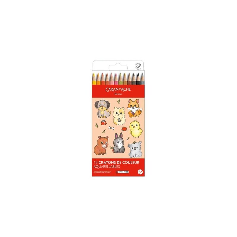 Set Kawaii 12 Lápices de Colores Swisscolor Acuarela Animales