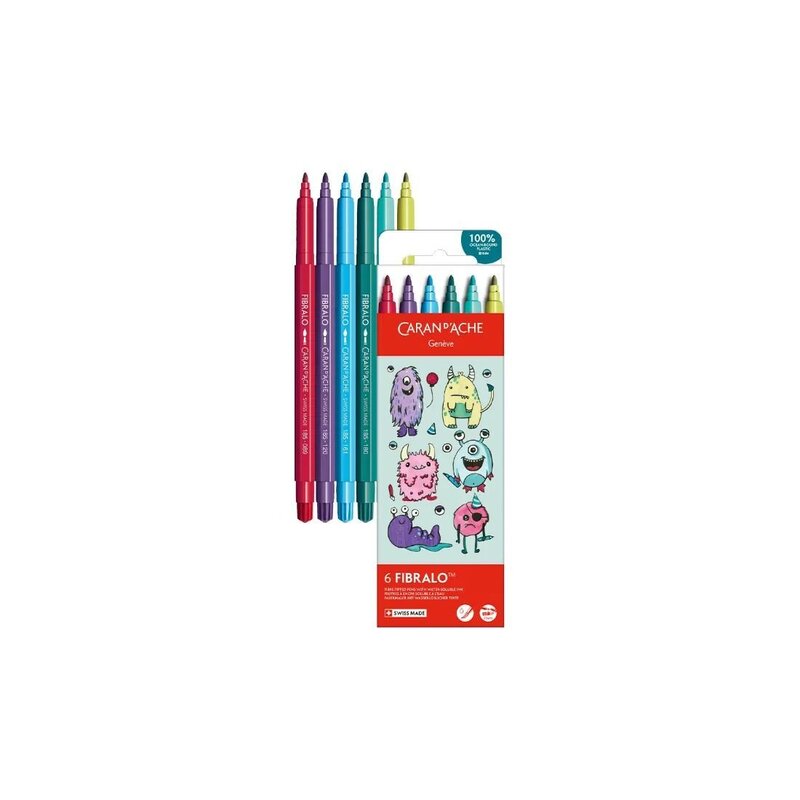 Set Kawaii 6 Bolígrafos con punta de fibra Fibralo™ Funny Monste