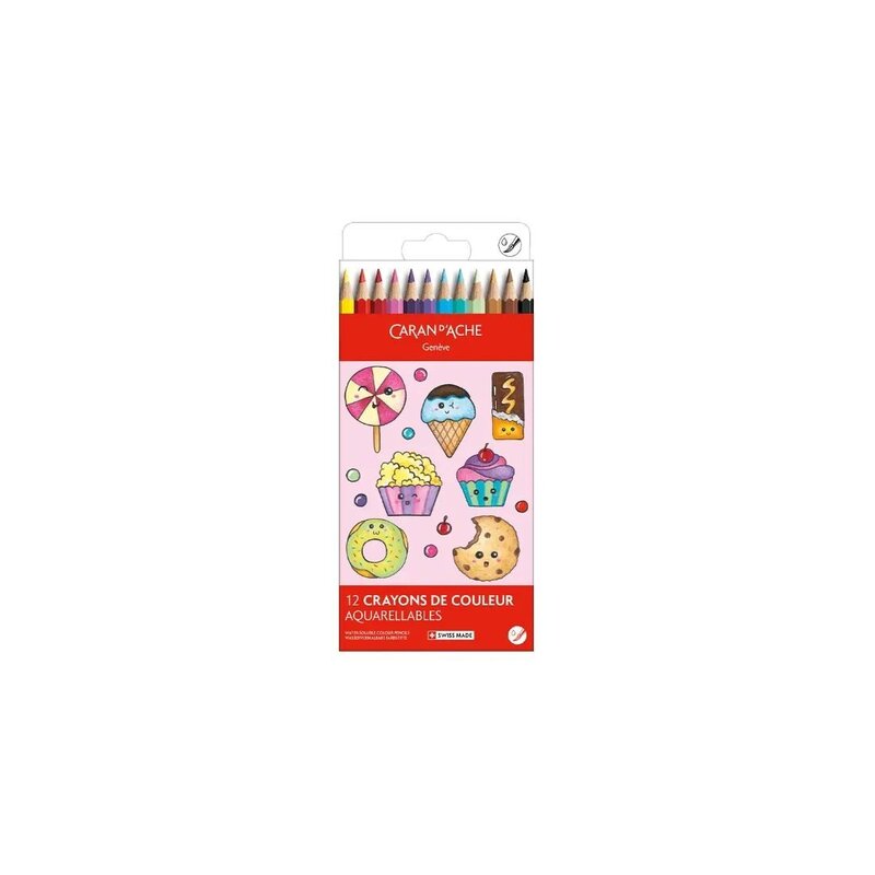 Set Kawaii 12 Lápices de Colores Swisscolor Acuarela Candy World