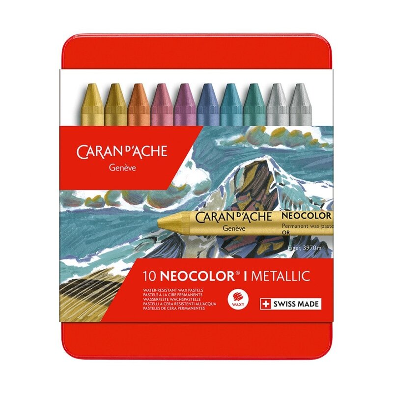 Caja de 10 pasteles metálicos NEOCOLOR Caran d'Ache