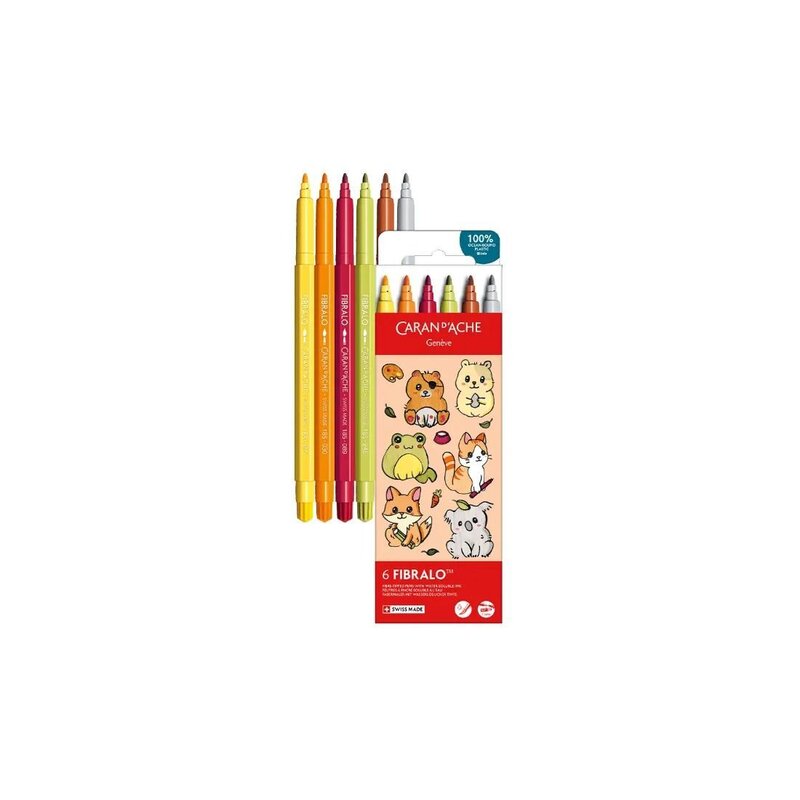 Set Kawaii 6 Bolígrafos con punta de fibra ™ Lindos animales