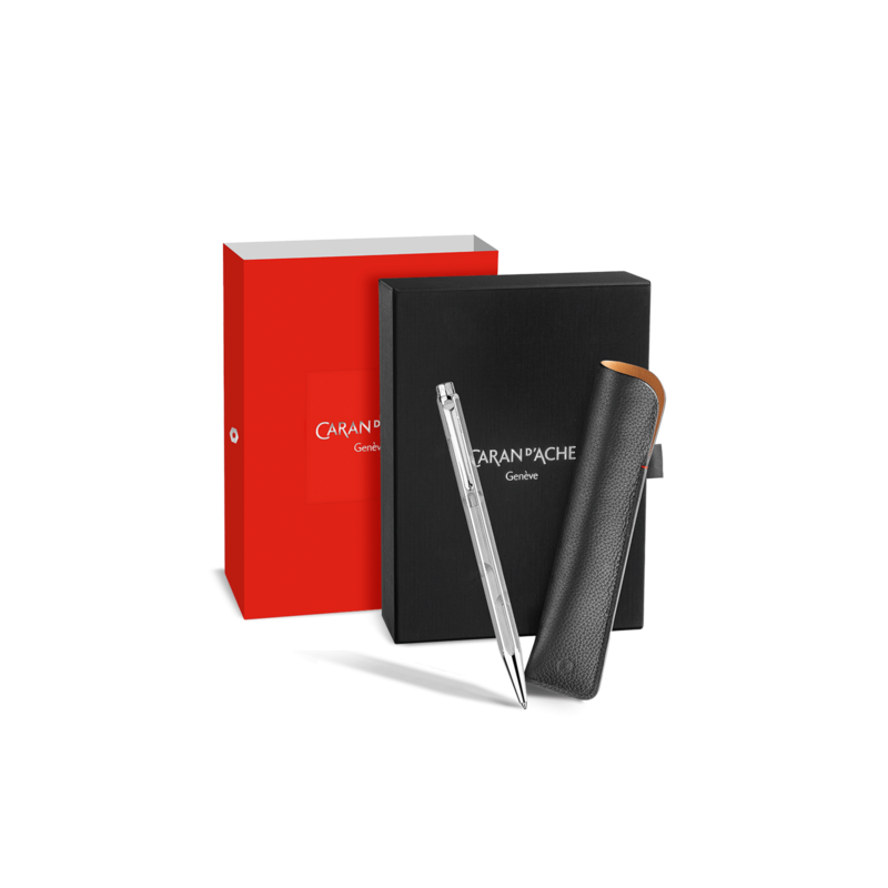 Juego de bolígrafo y estuche de piel ECRIDOR™ ZEN Platinum – Edi